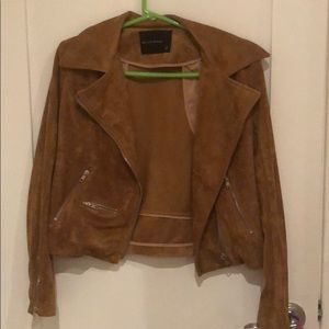 Olivaceous Tan Suede Moto Jacket